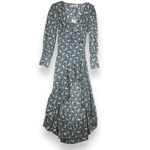 Womens Maxi Dress Size XS Blue Floral Fairy Flowy Coquette Ethereal Peasant NEW